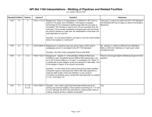 API 1104 Interpretations: Pipeline Welding Standards