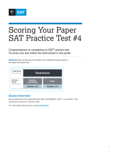 SAT Practice Test #4 Scoring Guide