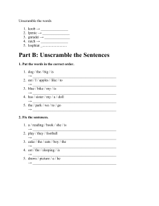 English Unscramble Worksheet