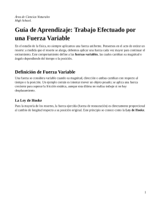 Gu&iacute;a de Aprendizaje: Trabajo Efectuado por una Fuerza Variable