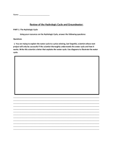 Hydrologic Cycle and Groundwater Review Worksheet