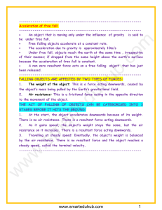 Acceleration of Free Fall Physics Concepts