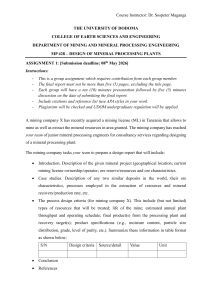 MP 428 Mineral Processing Plant Design Assignment 1