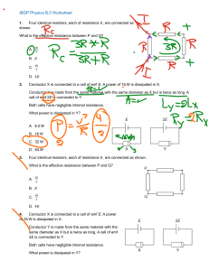 IBDP Physics B.5 Worksheet: Electricity & Circuits Problems