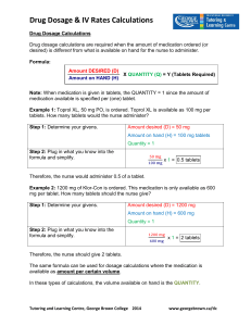 drug dosage and iv rates calculations