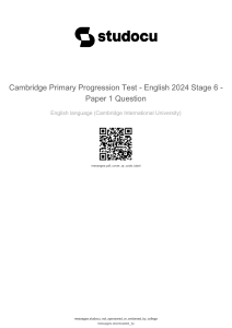 Cambridge Primary English Stage 6 2024 Paper 1 Test