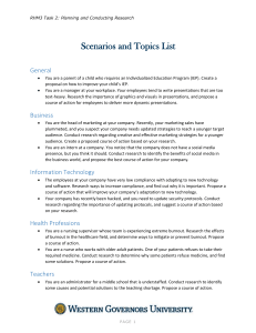 RHM3 Task 2: Research Scenarios and Topics List