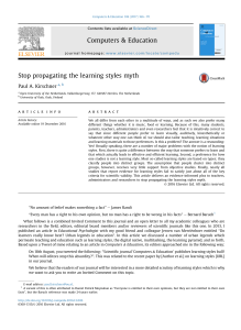 Stop Propagating the Learning Styles Myth: Research Article