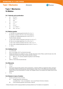 Physics Mechanics Answers: AS/A Level