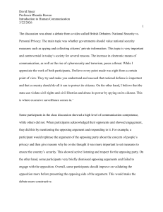 Reflection on National Security vs. Privacy Debate