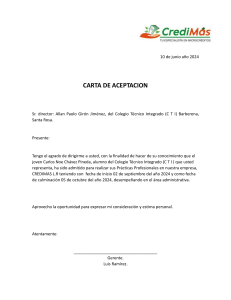 Carta de Aceptaci&oacute;n: Pr&aacute;cticas Profesionales en CREDIMAS L.R.