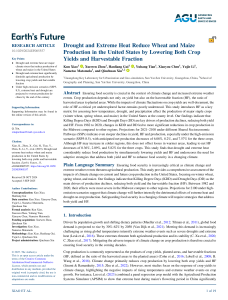 Drought and Extreme Heat Reduce US Wheat and Maize Production