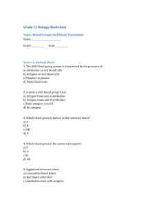 Grade 11 Biology Worksheet: Blood Groups & Transfusion