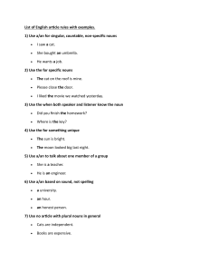 English Article Rules with Examples