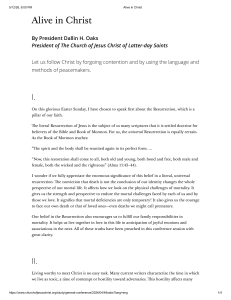 Alive in Christ: President Oaks' Easter Sermon on Resurrection and Peacemaking