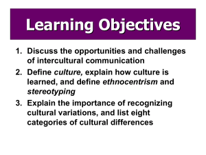 Intercultural Communication Learning Objectives