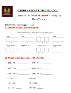 Maths Term 1 Revision: Place Value, Decimals, Triangles