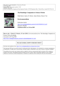 Environmentalism in Science Fiction: A Scholarly Analysis