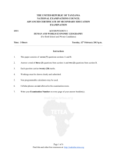 Tanzania ACSEE 2013 Accountancy 1 Exam Paper