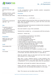 As ... As Expressions Worksheet: Grammar & Speaking Practice