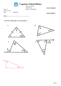 Class 5 Math Test-2: Angles in Triangles
