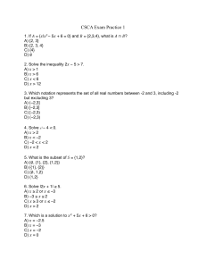CSCA Exam Practice 1 Math Questions
