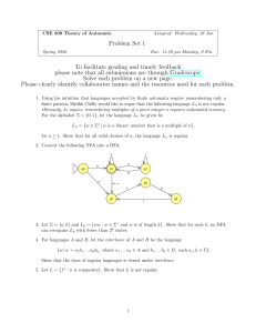 CSE 309 Theory of Automata Problem Set 1 Spring 2026