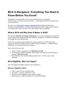BCA in Bangalore: Everything You Need to Know Before Enrolling