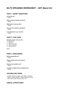 IELTS Speaking Worksheet Art Band 6.0