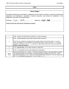 CBE 332 Heat and Mass Transfer HW4 Problems