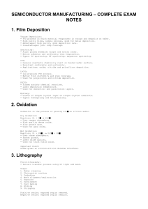 Semiconductor Manufacturing Exam Notes