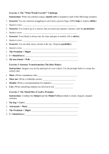 Modal Verbs Practice Worksheet: Exercises 1-3