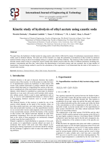 Kinetic Study of Ethyl Acetate Hydrolysis with Caustic Soda