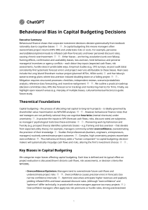 Behavioural Bias in Capital Budgeting Decisions