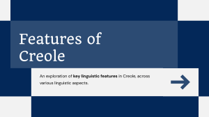 Features of Creole: Linguistic Analysis