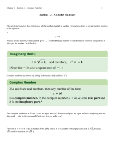 Complex Numbers: Definitions and Operations