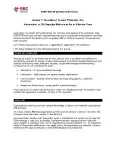 ADMN-2058 Organizational Behaviour Module 1 Team Worksheet