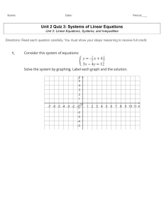 Unit 2 Quiz 3: Systems of Linear Equations