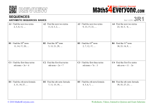 Arithmetic Sequences Basics Worksheet