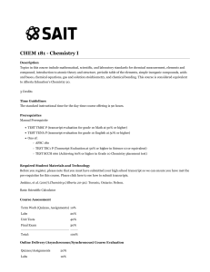 CHEM 181 Chemistry I Course Outline - SAIT