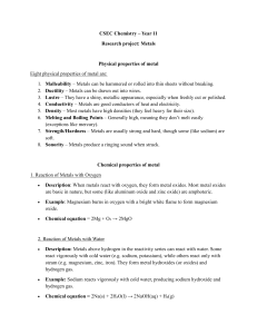CSEC Chemistry Year 11 Metals Research Project