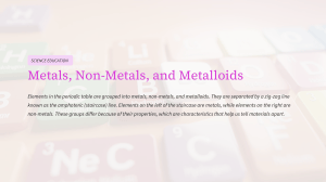 Metals, Non-Metals, and Metalloids: Periodic Table Elements