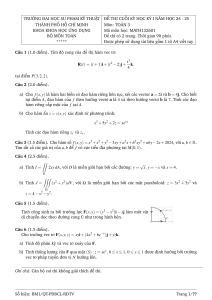 Examen Final de Matem&aacute;ticas 3 - C&aacute;lculo Vectorial y Funciones de Varias Variables
