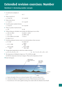 Math Worksheet: Number Revision Exercises