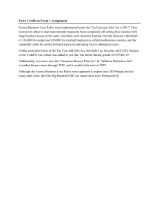 Extra Credit on Exam 1 Assignment: Excess Business Loss Rules