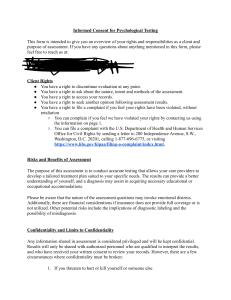 Informed Consent for Psychological Testing