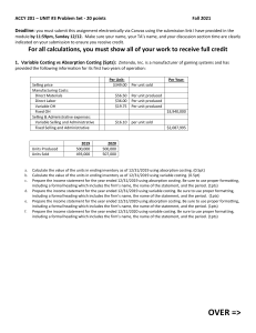 ACCY 201 Unit 3 Problem Set - Cost Accounting