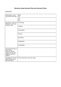 Revision Sheet: Ancient Past & Ancient China