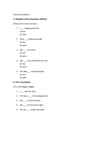 Grade 2 English Homework: Was/Were Exercises