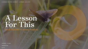 A Lesson For This: Derek Walcott Literary Analysis